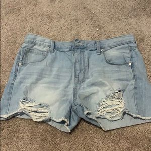 Light blue denim shorts